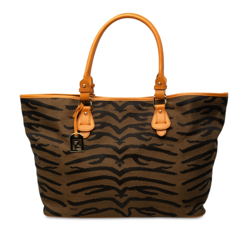 Pre-Loved Fendi Zebra Print Canvas Tote